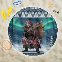 Iceland Christmas Beach Blanket Icelandic Gryla Evil Mother of Yule Lads - Wonder Print Shop