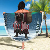 Iceland Christmas Beach Blanket Icelandic Gryla Evil Mother of Yule Lads - Wonder Print Shop