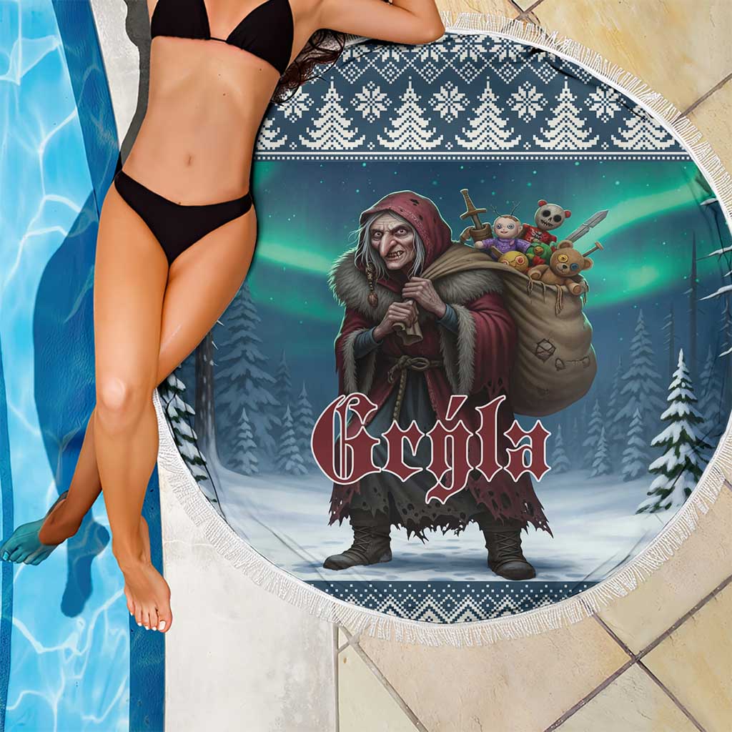 Iceland Christmas Beach Blanket Icelandic Gryla Evil Mother of Yule Lads - Wonder Print Shop