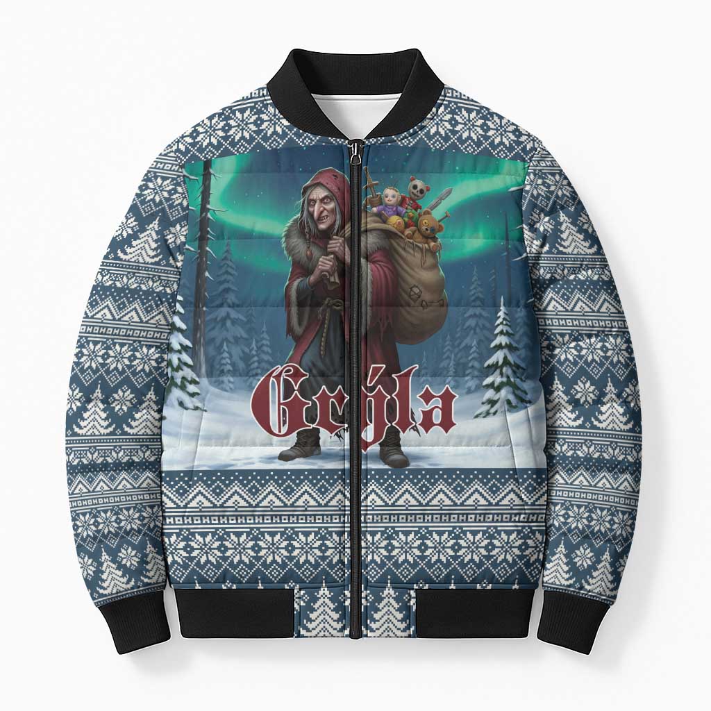 Iceland Christmas Bomber Puffer Jacket Icelandic Gryla Evil Mother of Yule Lads LT19