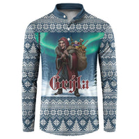 Iceland Christmas Button Sweatshirt Icelandic Gryla Evil Mother of Yule Lads LT19