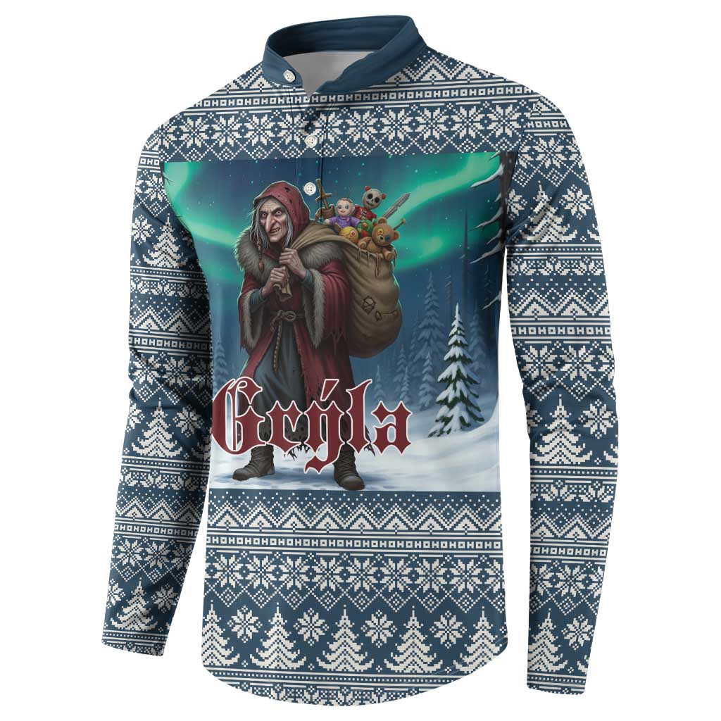 Iceland Christmas Button Sweatshirt Icelandic Gryla Evil Mother of Yule Lads LT19