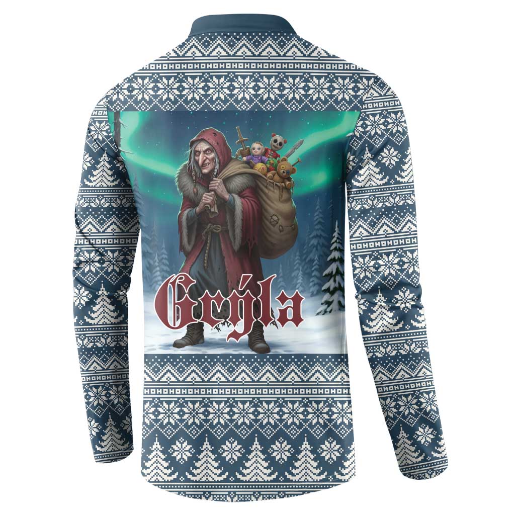 Iceland Christmas Button Sweatshirt Icelandic Gryla Evil Mother of Yule Lads LT19