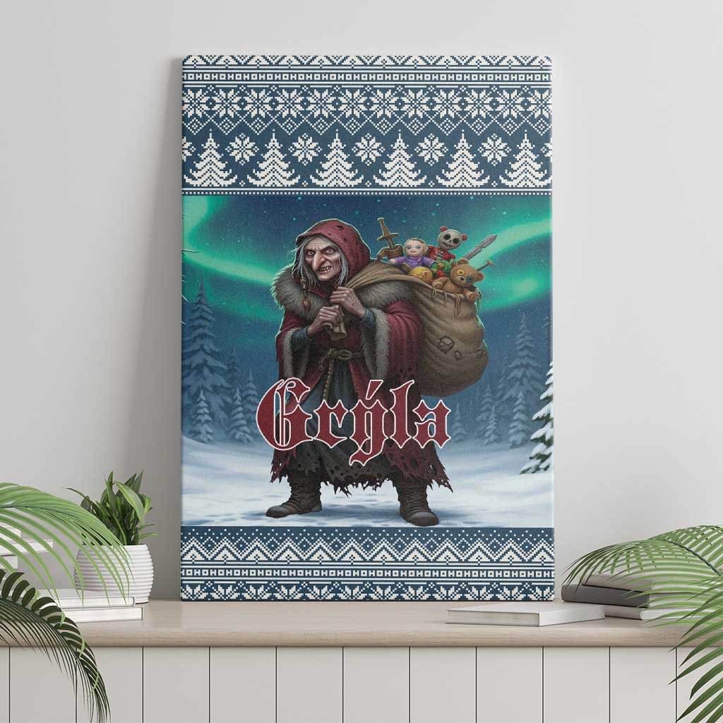 Iceland Christmas Canvas Wall Art Icelandic Gryla Evil Mother of Yule Lads - Wonder Print Shop