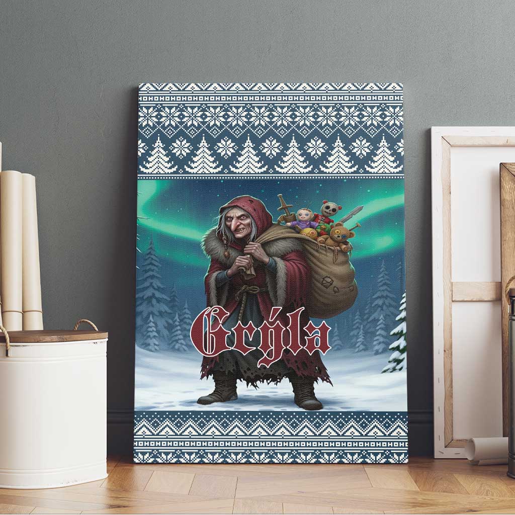 Iceland Christmas Canvas Wall Art Icelandic Gryla Evil Mother of Yule Lads - Wonder Print Shop