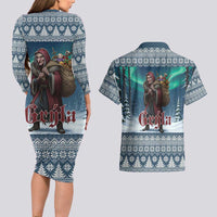 Iceland Christmas Couples Matching Long Sleeve Bodycon Dress and Hawaiian Shirt Icelandic Gryla Evil Mother of Yule Lads LT19