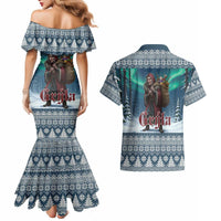 Iceland Christmas Couples Matching Mermaid Dress and Hawaiian Shirt Icelandic Gryla Evil Mother of Yule Lads LT19