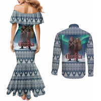 Iceland Christmas Couples Matching Mermaid Dress and Long Sleeve Button Shirt Icelandic Gryla Evil Mother of Yule Lads LT19