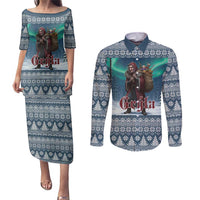 Iceland Christmas Couples Matching Puletasi and Long Sleeve Button Shirt Icelandic Gryla Evil Mother of Yule Lads LT19