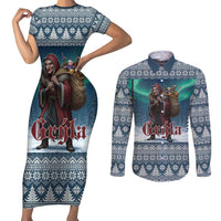 Iceland Christmas Couples Matching Short Sleeve Bodycon Dress and Long Sleeve Button Shirt Icelandic Gryla Evil Mother of Yule Lads LT19