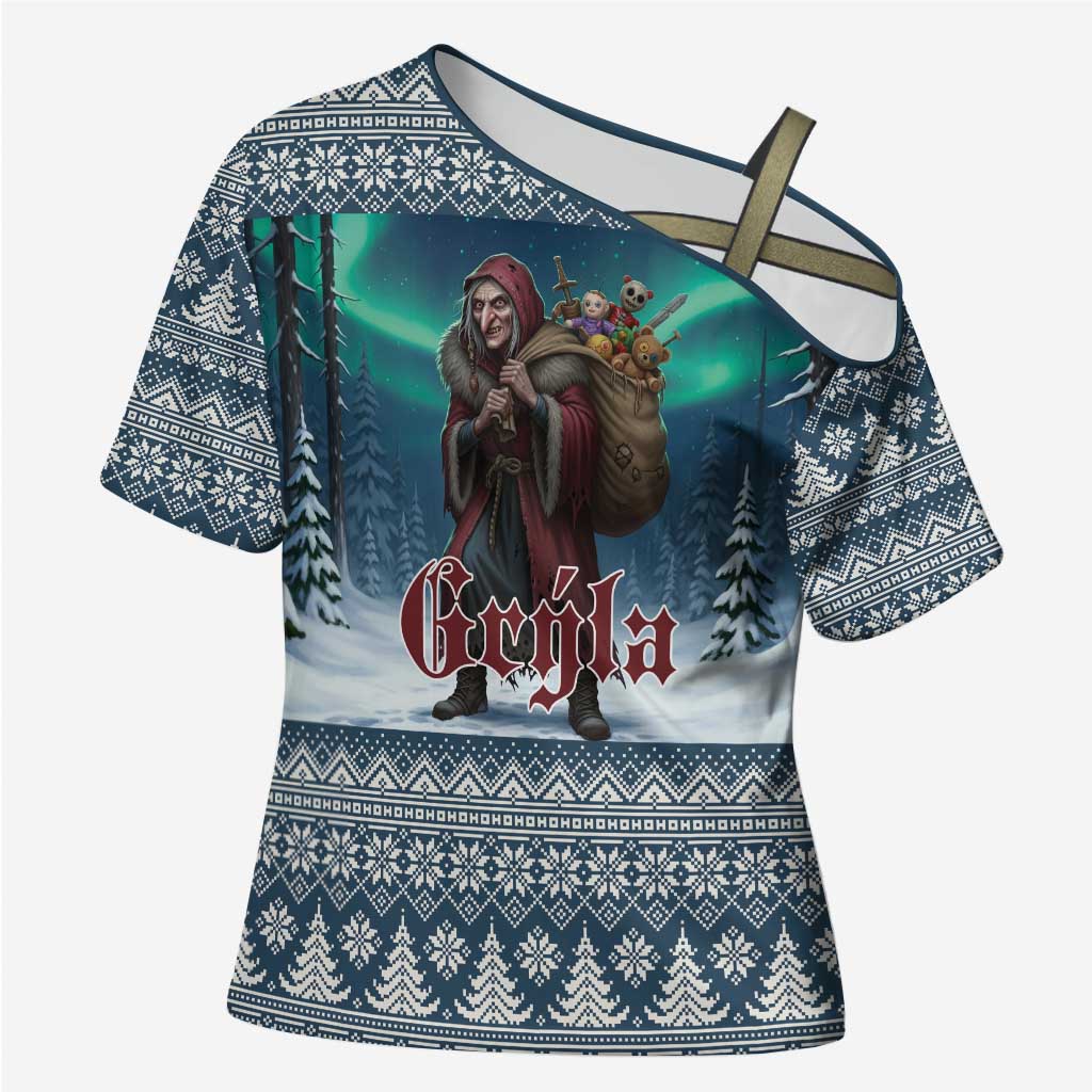 Iceland Christmas Cross Shoulder Shirt Icelandic Gryla Evil Mother of Yule Lads LT19
