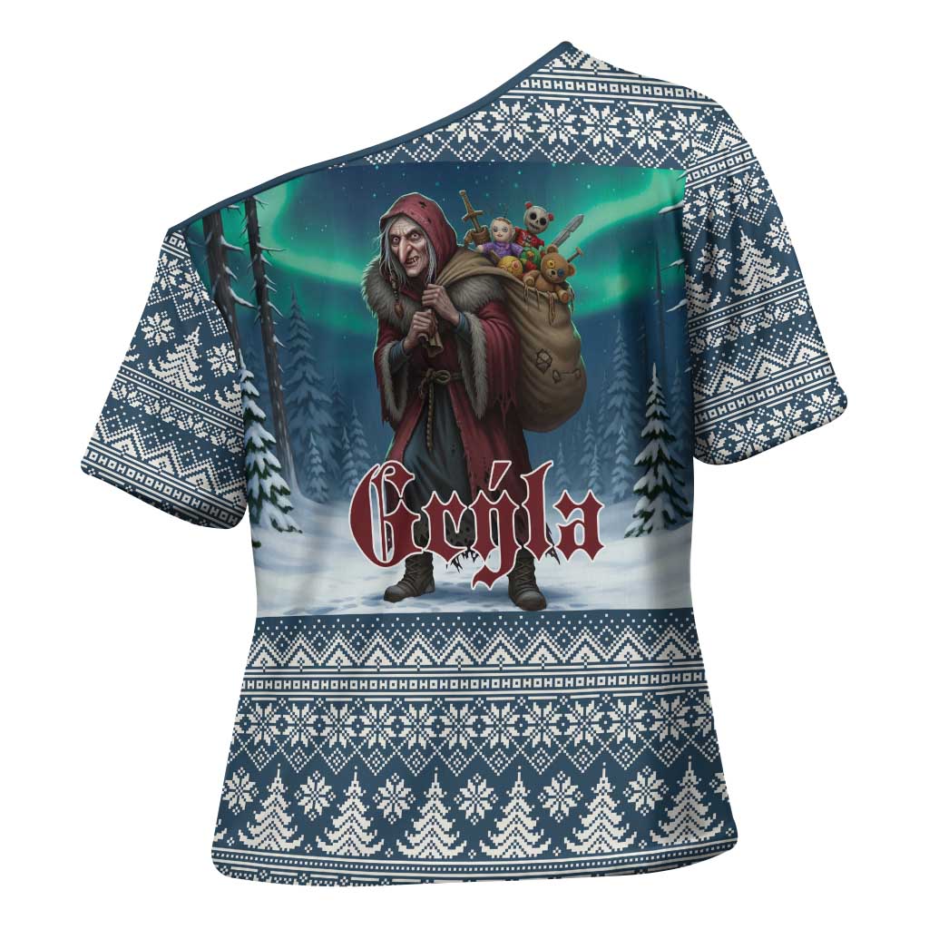 Iceland Christmas Cross Shoulder Shirt Icelandic Gryla Evil Mother of Yule Lads LT19