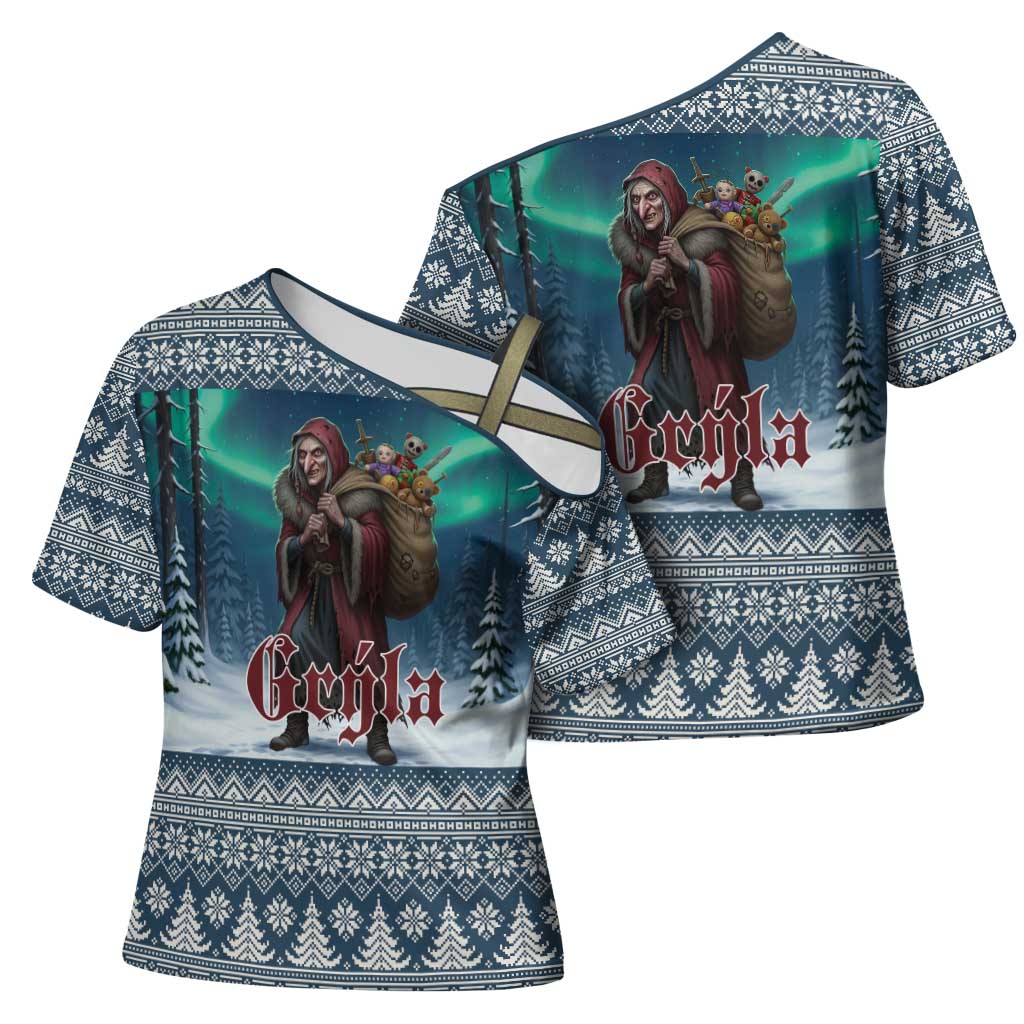 Iceland Christmas Cross Shoulder Shirt Icelandic Gryla Evil Mother of Yule Lads LT19