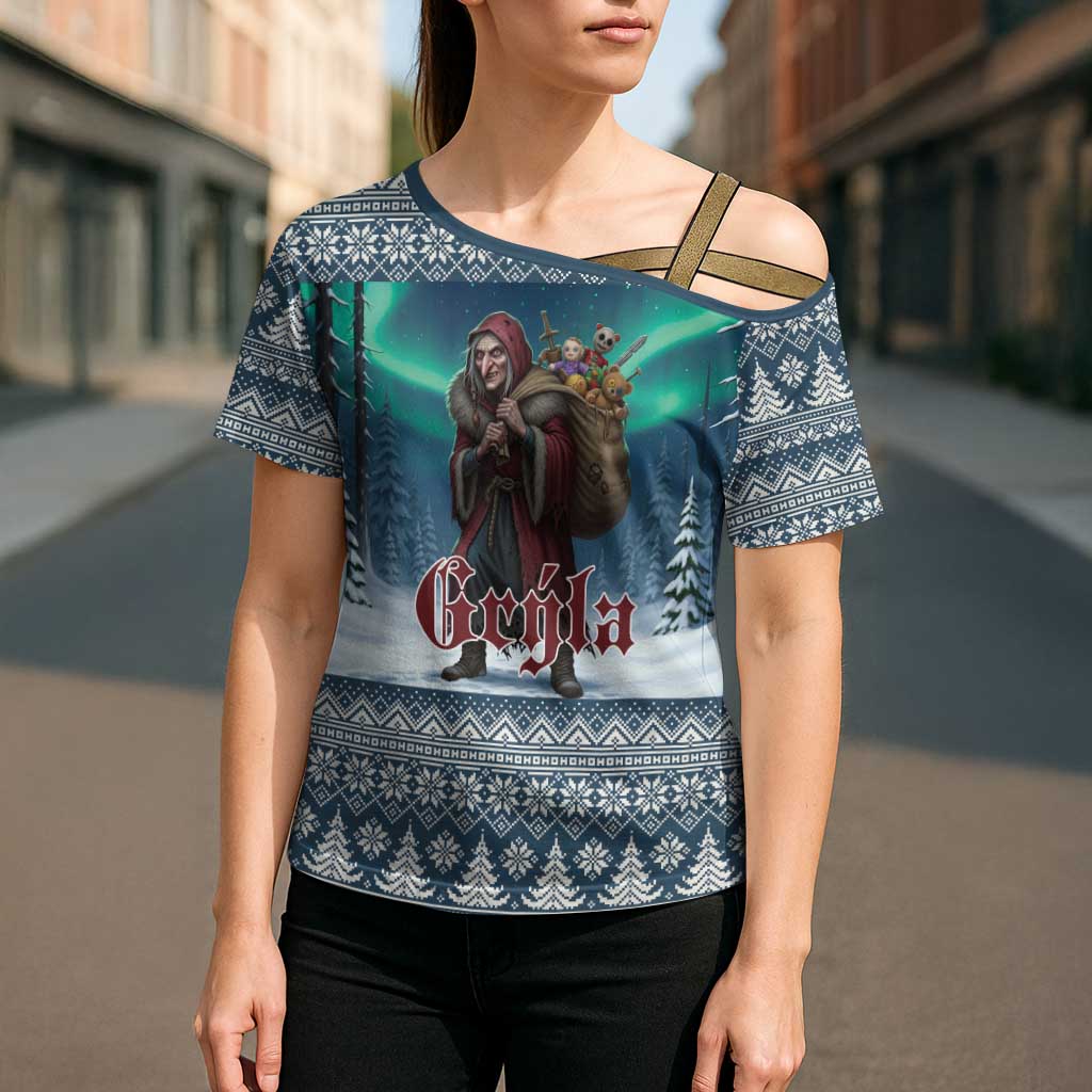 Iceland Christmas Cross Shoulder Shirt Icelandic Gryla Evil Mother of Yule Lads LT19