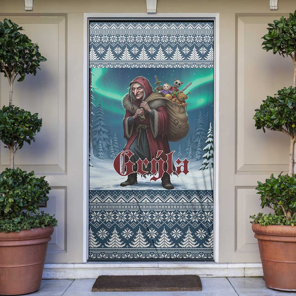 Iceland Christmas Door Cover Icelandic Gryla Evil Mother of Yule Lads - Wonder Print Shop