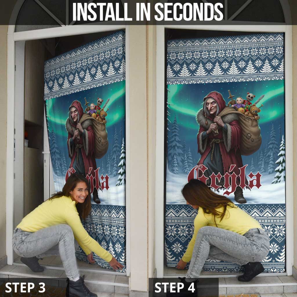 Iceland Christmas Door Cover Icelandic Gryla Evil Mother of Yule Lads - Wonder Print Shop