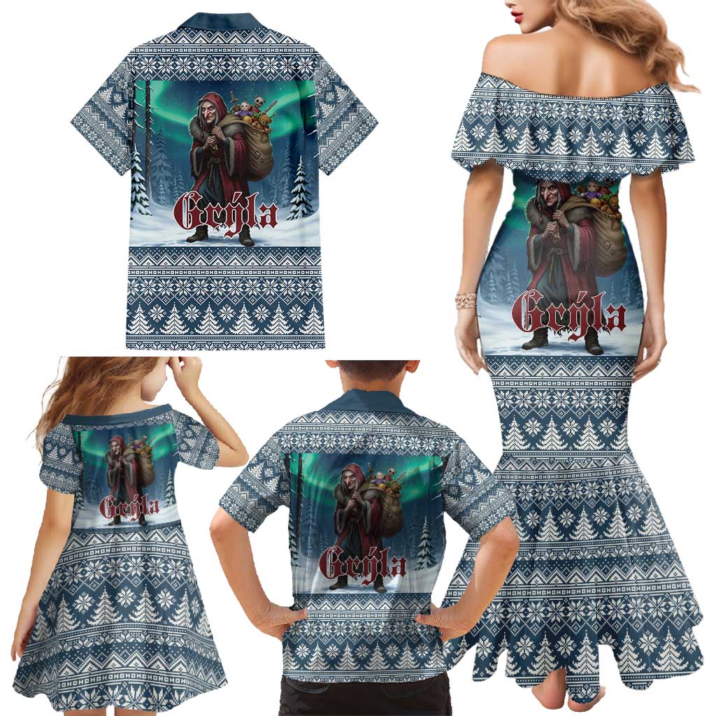 Iceland Christmas Family Matching Mermaid Dress and Hawaiian Shirt Icelandic Gryla Evil Mother of Yule Lads LT19