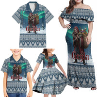 Iceland Christmas Family Matching Off Shoulder Maxi Dress and Hawaiian Shirt Icelandic Gryla Evil Mother of Yule Lads LT19
