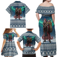 Iceland Christmas Family Matching Off Shoulder Maxi Dress and Hawaiian Shirt Icelandic Gryla Evil Mother of Yule Lads LT19