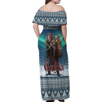 Iceland Christmas Family Matching Off Shoulder Maxi Dress and Hawaiian Shirt Icelandic Gryla Evil Mother of Yule Lads LT19