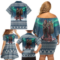 Iceland Christmas Family Matching Off Shoulder Short Dress and Hawaiian Shirt Icelandic Gryla Evil Mother of Yule Lads LT19