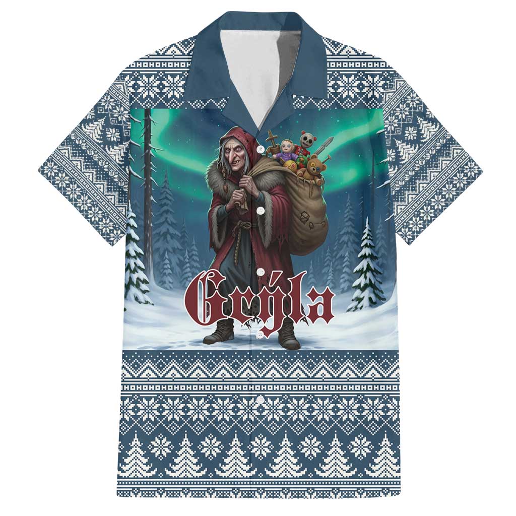 Iceland Christmas Family Matching Off Shoulder Short Dress and Hawaiian Shirt Icelandic Gryla Evil Mother of Yule Lads LT19