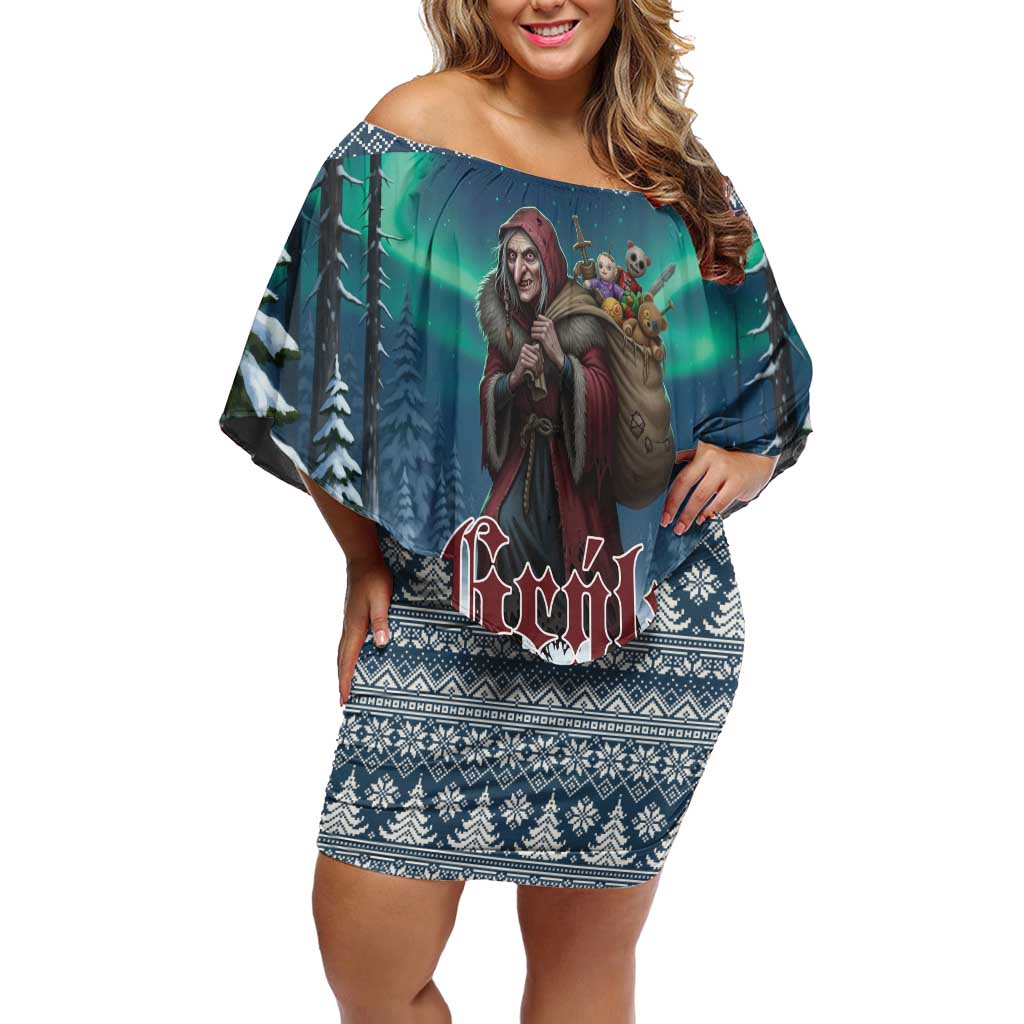 Iceland Christmas Family Matching Off Shoulder Short Dress and Hawaiian Shirt Icelandic Gryla Evil Mother of Yule Lads LT19