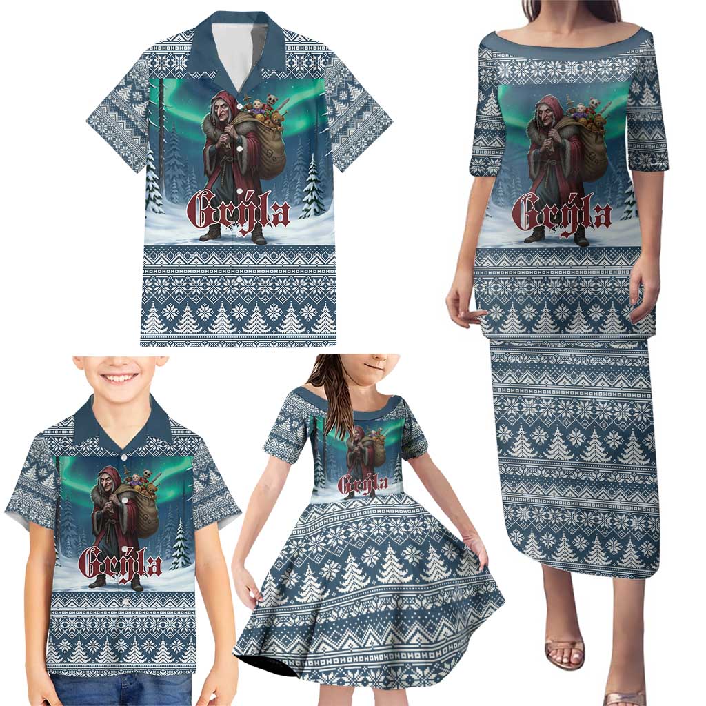 Iceland Christmas Family Matching Puletasi and Hawaiian Shirt Icelandic Gryla Evil Mother of Yule Lads LT19