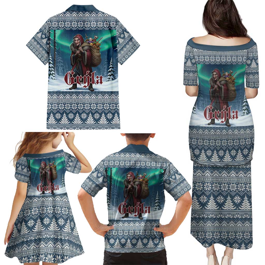 Iceland Christmas Family Matching Puletasi and Hawaiian Shirt Icelandic Gryla Evil Mother of Yule Lads LT19