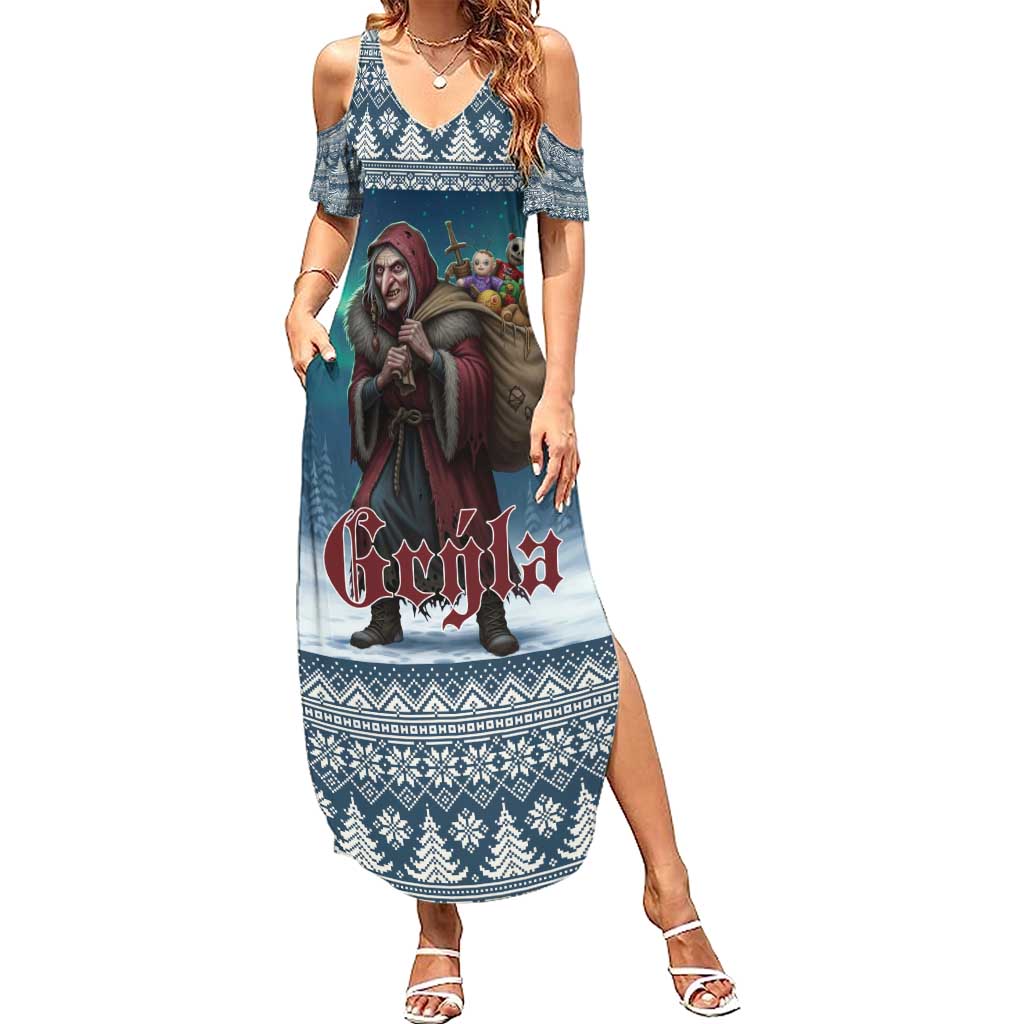 Iceland Christmas Family Matching Summer Maxi Dress and Hawaiian Shirt Icelandic Gryla Evil Mother of Yule Lads LT19