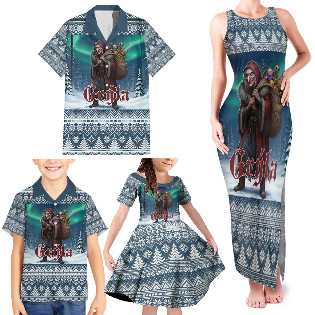 Iceland Christmas Family Matching Tank Maxi Dress and Hawaiian Shirt Icelandic Gryla Evil Mother of Yule Lads LT19