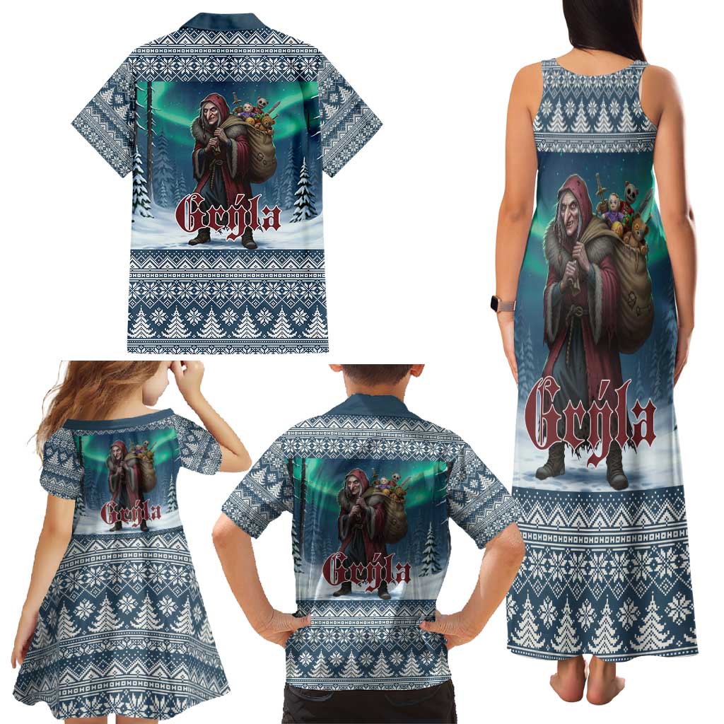 Iceland Christmas Family Matching Tank Maxi Dress and Hawaiian Shirt Icelandic Gryla Evil Mother of Yule Lads LT19