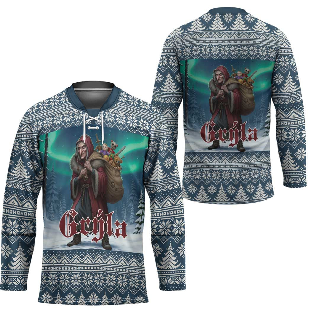 Iceland Christmas Hockey Jersey Icelandic Gryla Evil Mother of Yule Lads LT19