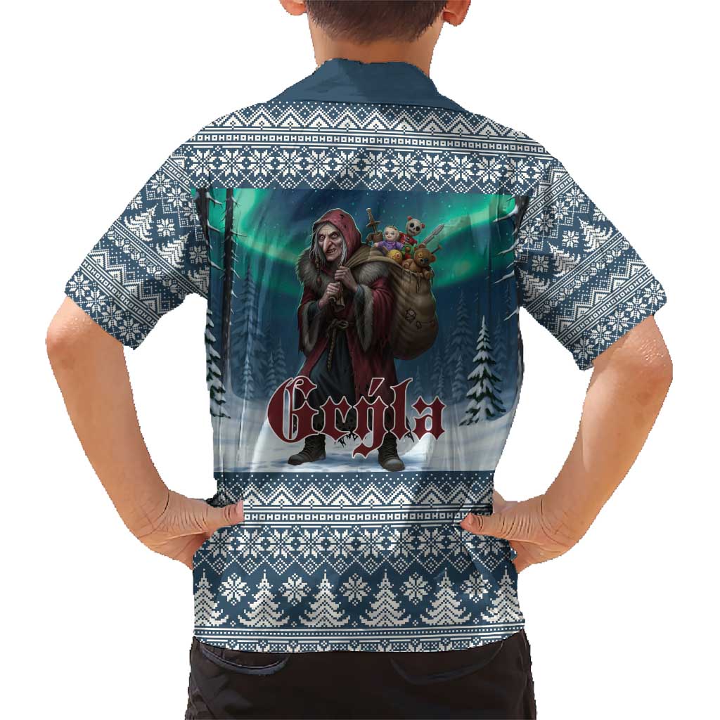 Iceland Christmas Kid Hawaiian Shirt Icelandic Gryla Evil Mother of Yule Lads LT19