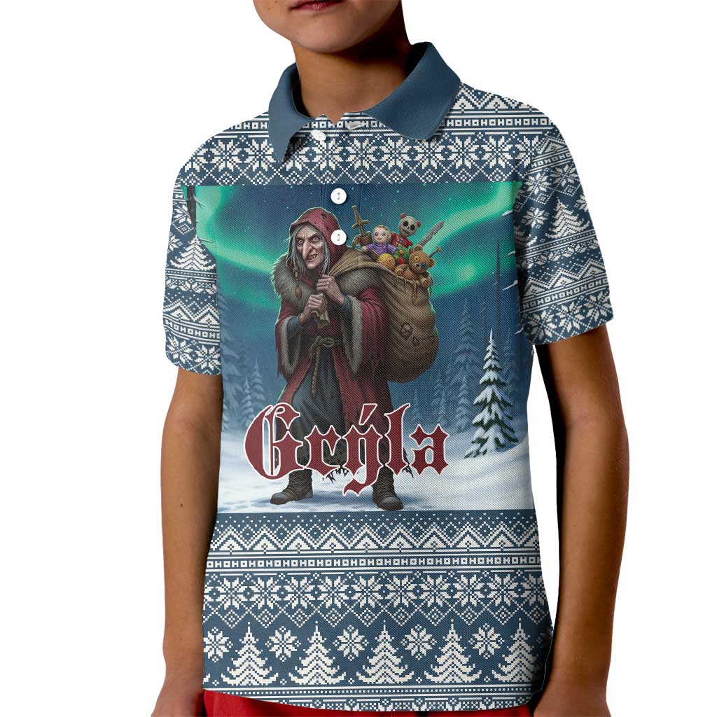 Iceland Christmas Kid Polo Shirt Icelandic Gryla Evil Mother of Yule Lads LT19