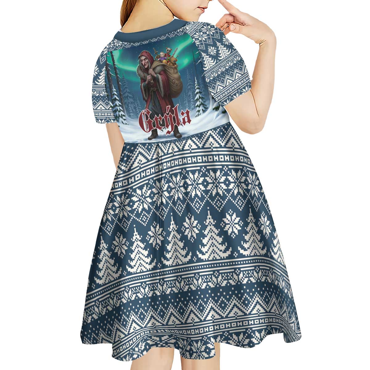 Iceland Christmas Kid Short Sleeve Dress Icelandic Gryla Evil Mother of Yule Lads LT19
