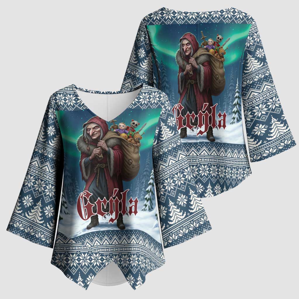 Iceland Christmas Kimono Sleeve Blouse Icelandic Gryla Evil Mother of Yule Lads LT19