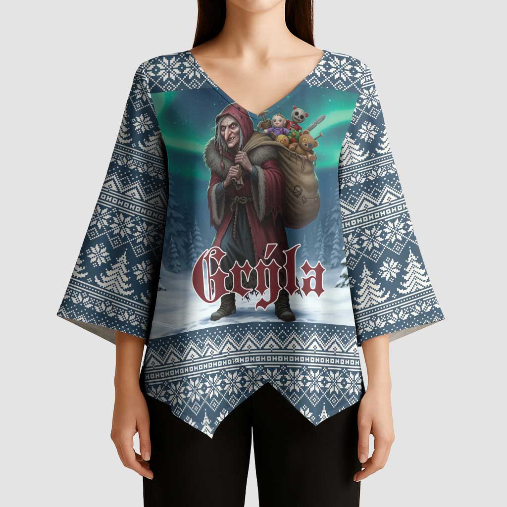 Iceland Christmas Kimono Sleeve Blouse Icelandic Gryla Evil Mother of Yule Lads LT19