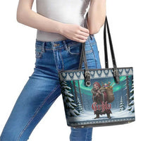 Iceland Christmas Leather Tote Bag Icelandic Gryla Evil Mother of Yule Lads - Wonder Print Shop