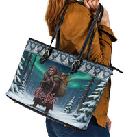 Iceland Christmas Leather Tote Bag Icelandic Gryla Evil Mother of Yule Lads - Wonder Print Shop