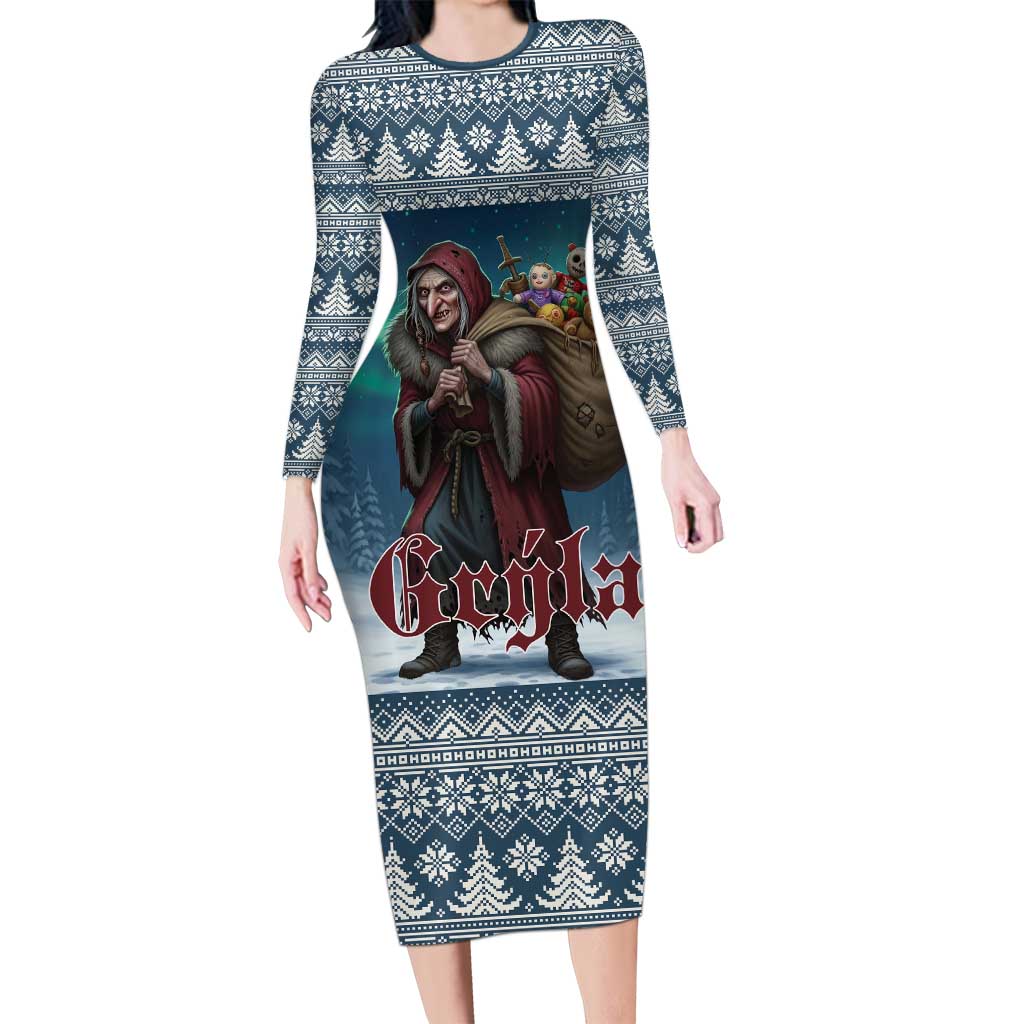 Iceland Christmas Long Sleeve Bodycon Dress Icelandic Gryla Evil Mother of Yule Lads LT19