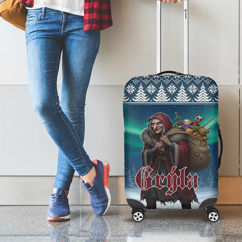Iceland Christmas Luggage Cover Icelandic Gryla Evil Mother of Yule Lads - Wonder Print Shop