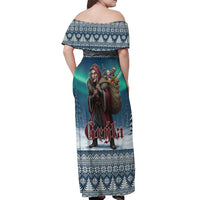 Iceland Christmas Off Shoulder Maxi Dress Icelandic Gryla Evil Mother of Yule Lads LT19