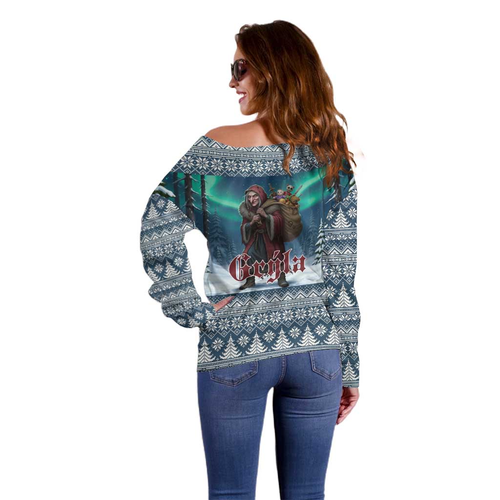 Iceland Christmas Off Shoulder Sweater Icelandic Gryla Evil Mother of Yule Lads LT19