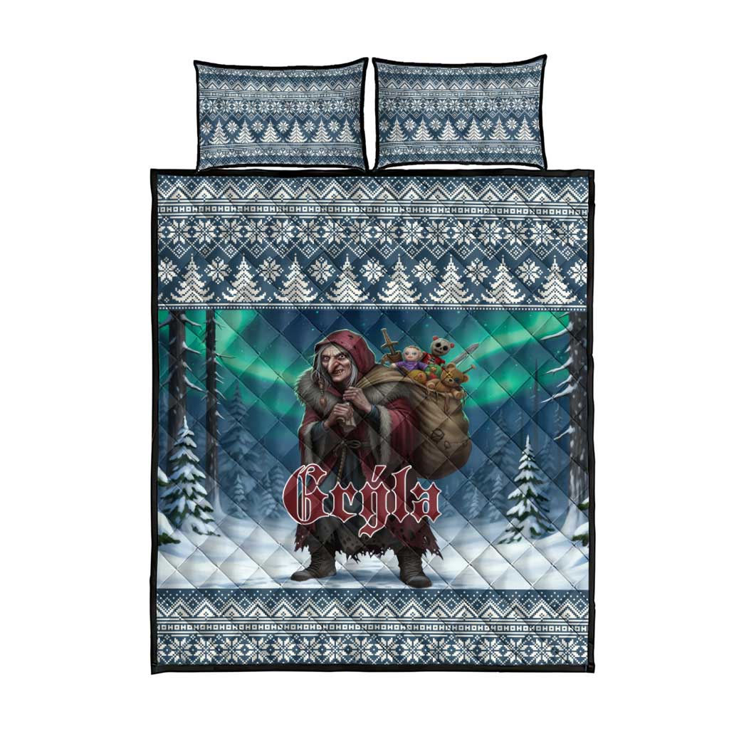 Iceland Christmas Quilt Bed Set Icelandic Gryla Evil Mother of Yule Lads - Wonder Print Shop