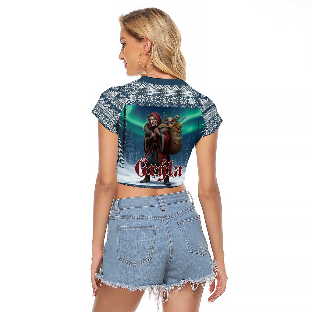 Iceland Christmas Raglan Cropped T Shirt Icelandic Gryla Evil Mother of Yule Lads LT19