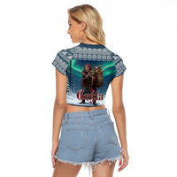 Iceland Christmas Raglan Cropped T Shirt Icelandic Gryla Evil Mother of Yule Lads LT19