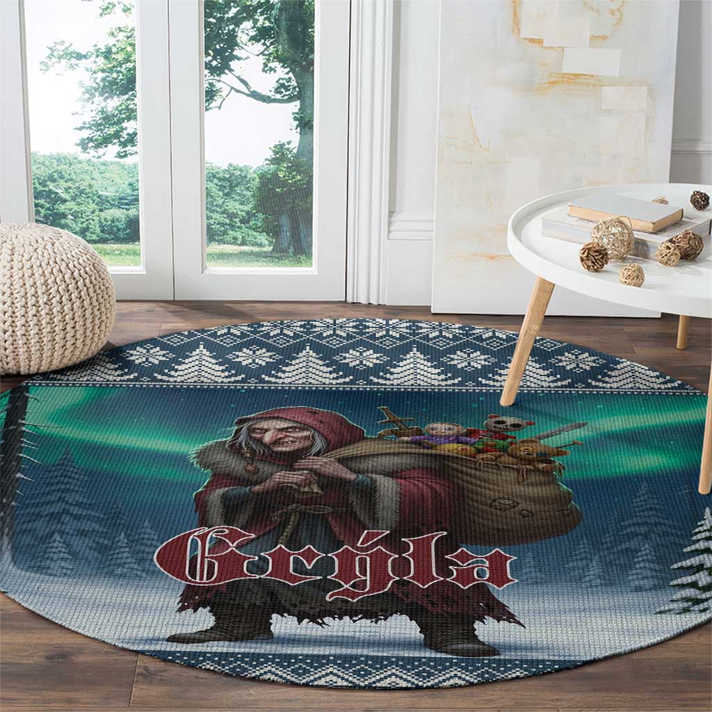 Iceland Christmas Round Carpet Icelandic Gryla Evil Mother of Yule Lads - Wonder Print Shop