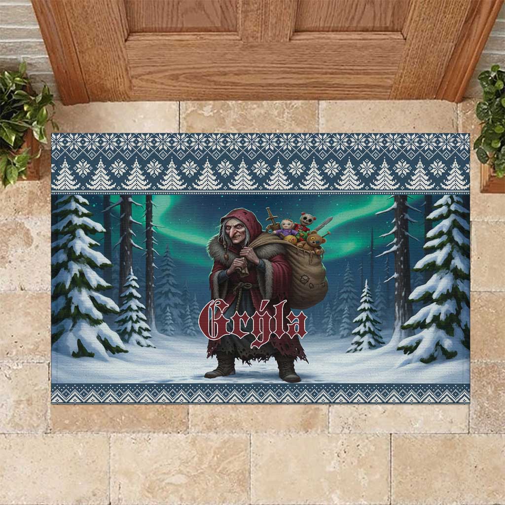 Iceland Christmas Rubber Doormat Icelandic Gryla Evil Mother of Yule Lads - Wonder Print Shop