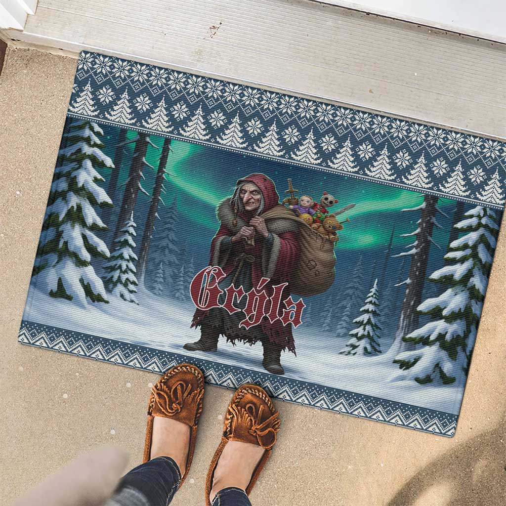 Iceland Christmas Rubber Doormat Icelandic Gryla Evil Mother of Yule Lads - Wonder Print Shop
